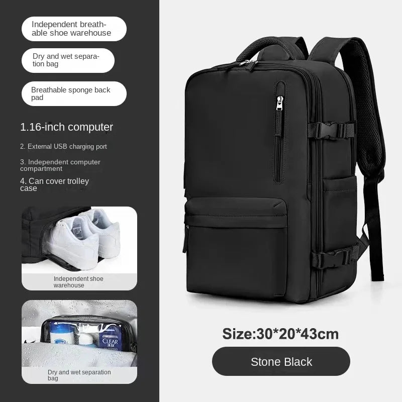 Aichashi BACK TO SCHOOL Super Charging Large Capacity Bags Business Multifunctional Backpacks Expandable Airplane Travel Backpack Laptop Bag Luggage Man