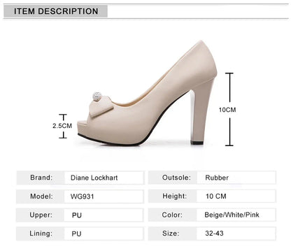 aichashi  -  Spring Summer Women Pumps Platform High Heels Fish Mouth Bow Ladies Party Shoes Peep Toe Sandals Luxury Footwear Mujer 32 33 40