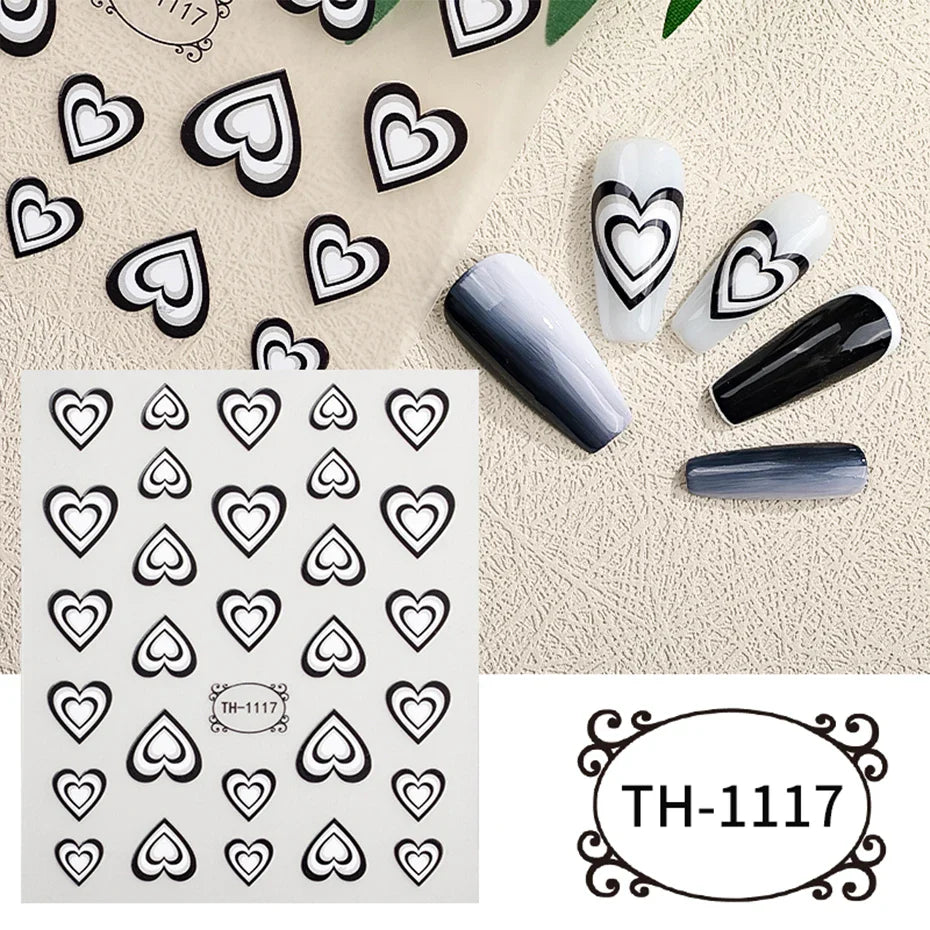 Aichashi Heart Nail Sticker 3D Comic Cartoon Colorful Heart Star Sliders Cute Nail Design Korean Style Translucent Gel Polish Wraps Decal