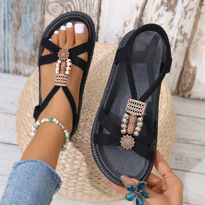 Aichashi Bohemian Style Wedges Sandals for Women 2024 Summer Thick Bottom Platform Gladiato Sandles Woman Plus Size 42 Retro Beach Shoes