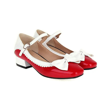 aichashi  -  Plus Size 46 47 48 Spring Lolita Sweet Bow Tie Mary Janes Shoes Girls School Student Casual Pumps Woman Low Heels Zapatos Mujer