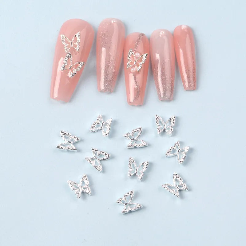 Aichashi 10pcs nail Charm Bufferfly Metal Nail Figures 3d Nail Parts Metal Charms Kawaii Accessories For Manicure Rhinestone