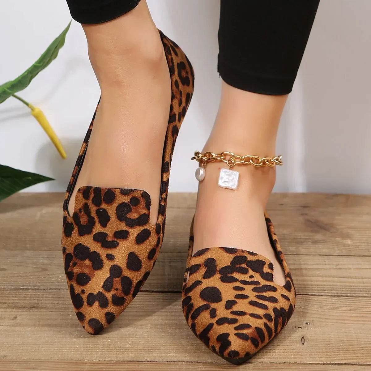 Aichashi Loafers Flats Leopard Pointed Toe Casual Women Shoes New Comfortable Walking Mujer Zapatos:Wear-resisting