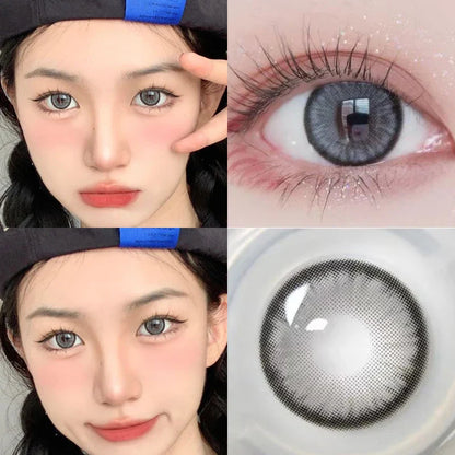 Aichashi 2PCS 1New Colored Contact Lenses for Natural Eyes Brown Colored LensBlue Contact Beauty Pupil Makeup 1 Year