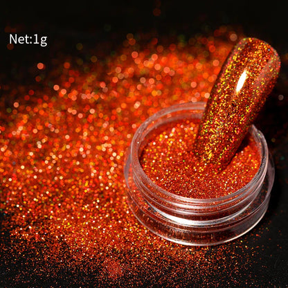 Aichashi Nail Glitter Powder Shiny Aurora Laser Metallic Rubbing Dust Chrome Powder Gold Silver Pigment DIY Decoration Nails Accessories