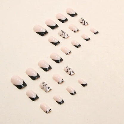 24 PCs Short French Heart Minimalist Nails with 1 Jelly Gel and 1 Nail File