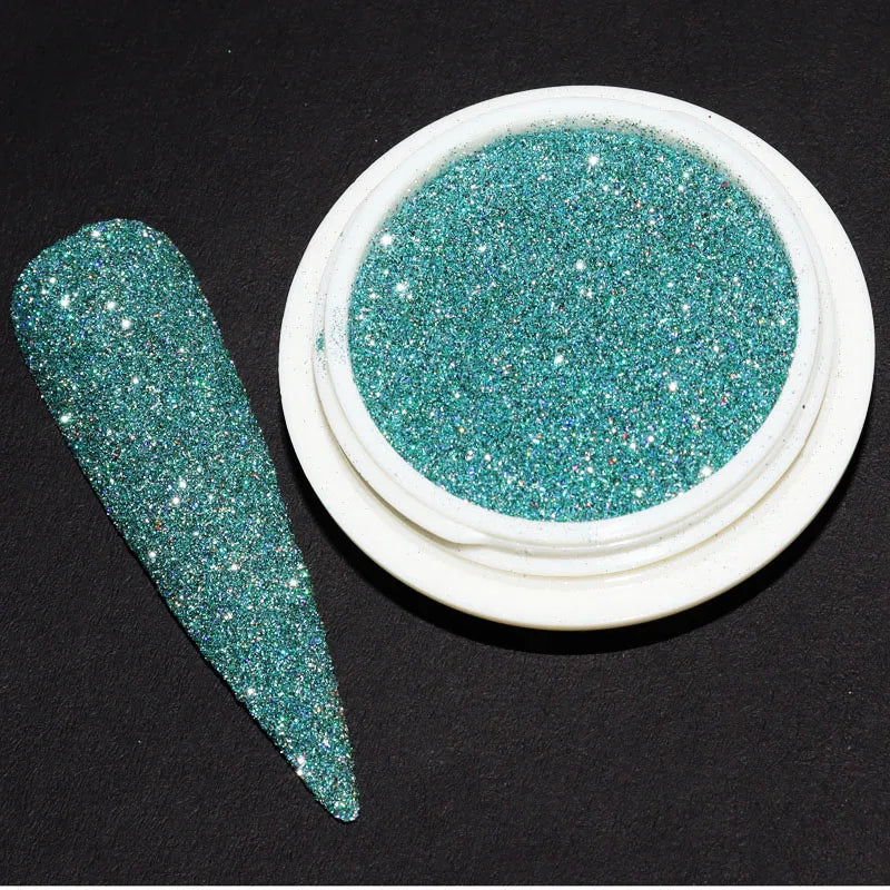 1Box Unicorn Holographic Nail Powder Silver Glitter Metallic Rub Dust Mirror Pigment Extra Fine Shiny Chrome For DIY Manicure*Y*