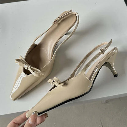 Aichashi Fashion Pointed Toe Pumps Sandals Elegant Woman Slingbacks Buckle Strap Thin Heels Female Wedding Party Mules Shoes