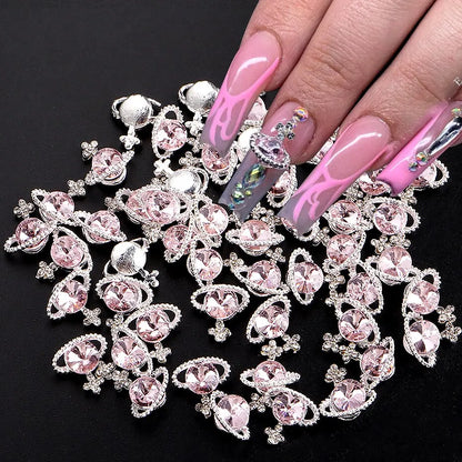 6 Grids Planet Nail Charms Crystal Rhinestones Nail Art Shiny Luxury Jewelry Gems Design DIY Saturn Manicure Decoration