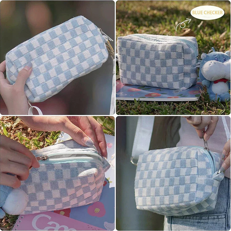 Aichashi BACK TO SCHOOL OUTFIT Cute Pencil Case Storage bag Cosmetic Bag Large capacity Knitting INS Korean Stationery school Supplies