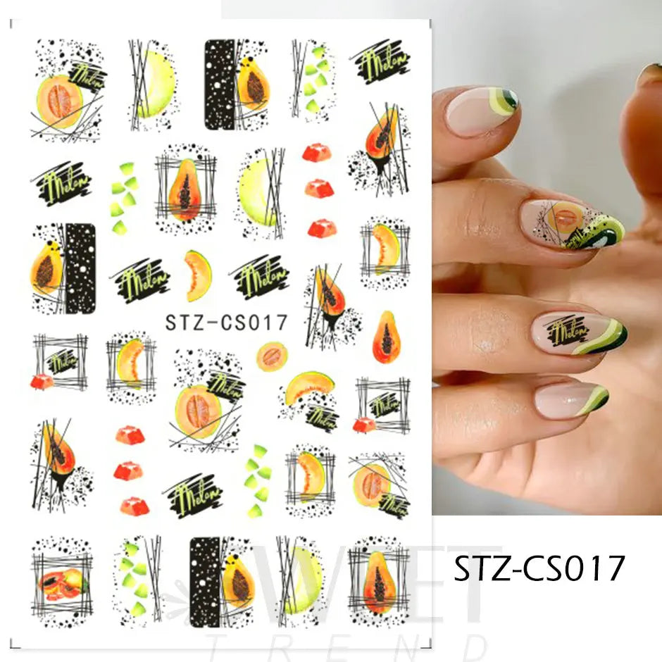 5D Yellow Sunflower Embossed Nail Sticker Acrylic Flower Leaf Bee Butterfly Summer Engrave Gel Polish Manicure Slider Decoration