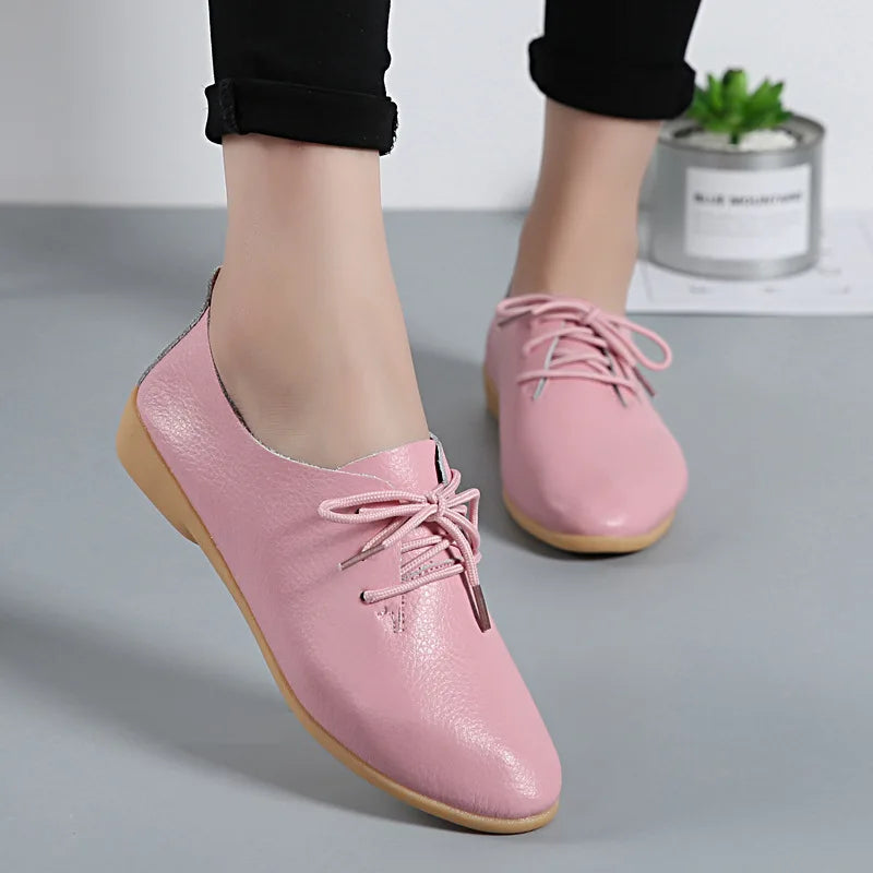 Aichashi Genuine Leather Summer Loafers Women Casual Shoes Moccasins Soft Pointed Toe Ladies Footwear Women Flats Shoes Female