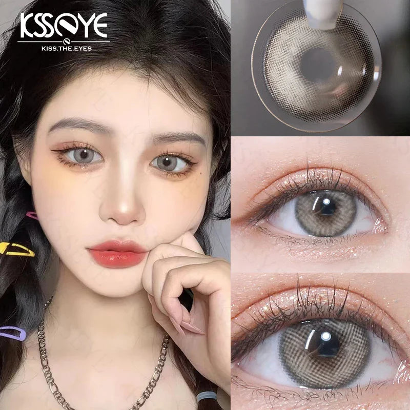 Aichashi 1 Pair High Quality Color Contact Lenses with Diopter Myopia Eyes graduated color Beauty Pupil Makeup Yearly