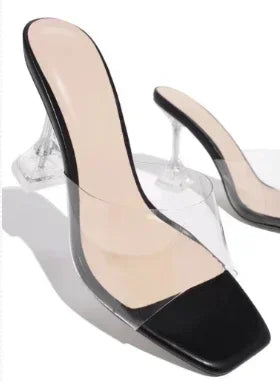 Aichashi 2024 New PVC Jelly Slippers Open Toed High Heels Women Transparent Heel Slippers Fashion Lady Shoes Sexy Slippers Plus Size