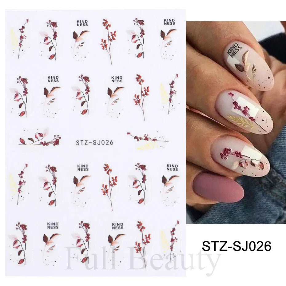 Aichashi Acrylic Flowers Nails Art Stickers White Floral Petal Leaf Sliders For Nails Wedding Design Manicure Decoration