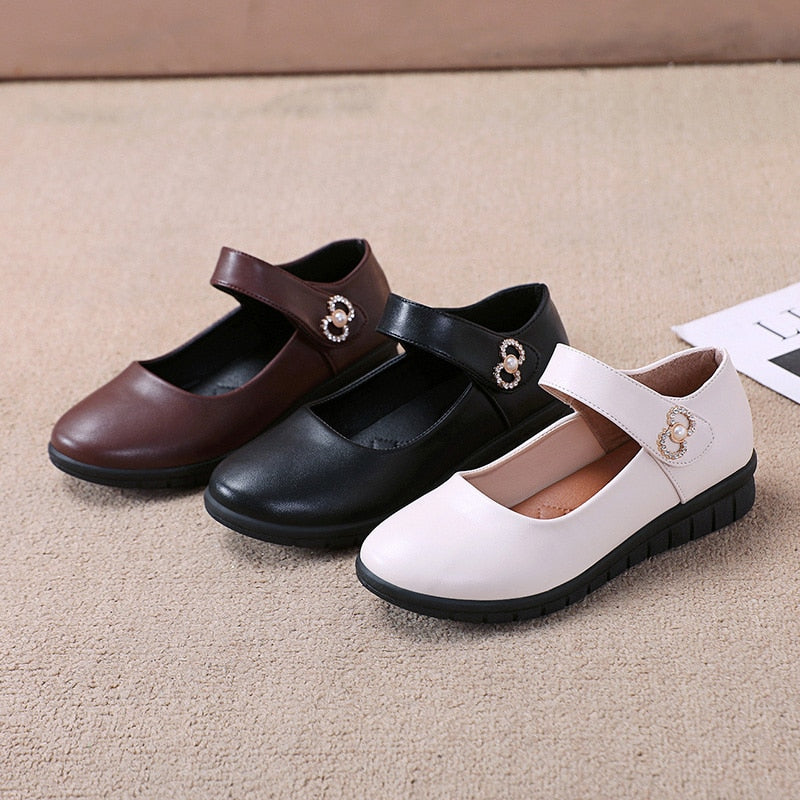 Aichashi Japanese School Uniform Shoes Women Flats Mary Jane Shoes With Hook Loop Ladies Leather Flat Shoes Black Loafers Nurse Shoes