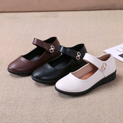 Aichashi Japanese School Uniform Shoes Women Flats Mary Jane Shoes With Hook Loop Ladies Leather Flat Shoes Black Loafers Nurse Shoes