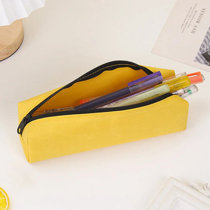 Aichashi BACK TO SCHOOL Solid Color Pencil Case Simple Pencil Bags For Student New Stationery School Supplies Kids Gift Zipper Big Cosmetic Bag