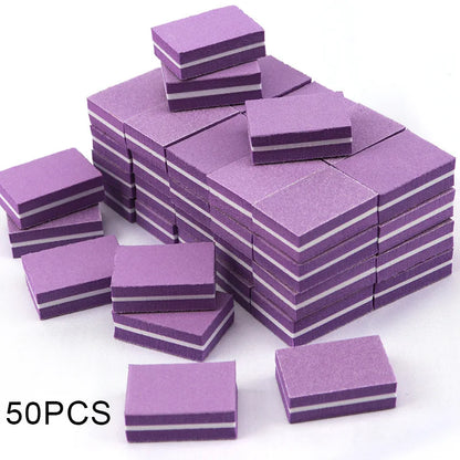 50Pc Professional Mini Nail Art buffer 100/180 Sandpaper Manicure Care File Sanding Polishing Nails File Grinding Equipment Tool