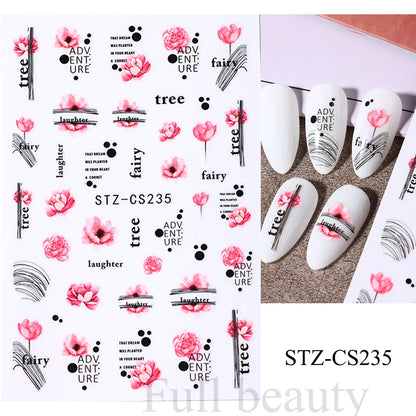 Aichashi Heart Nail Sticker 3D Comic Cartoon Colorful Heart Star Sliders Cute Nail Design Korean Style Translucent Gel Polish Wraps Decal