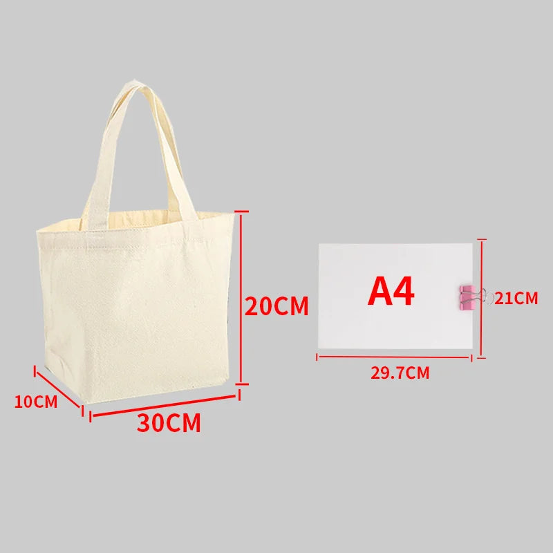 Aichashi Large Capacity Canvas Shopping Bags DIY Painting Pattern Handbag Folding Eco-friendly Cotton Tote Bags