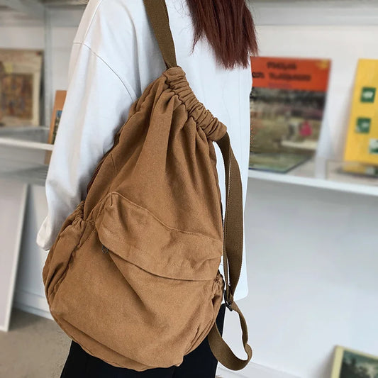 aichashi Women's Canvas Cute Drawstring Backpack Fashion Women's Laptop Schoolbag Fashion Women's Backpack Cool Girl Travel Schoolbag