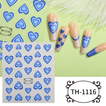 Aichashi Heart Nail Sticker 3D Comic Cartoon Colorful Heart Star Sliders Cute Nail Design Korean Style Translucent Gel Polish Wraps Decal