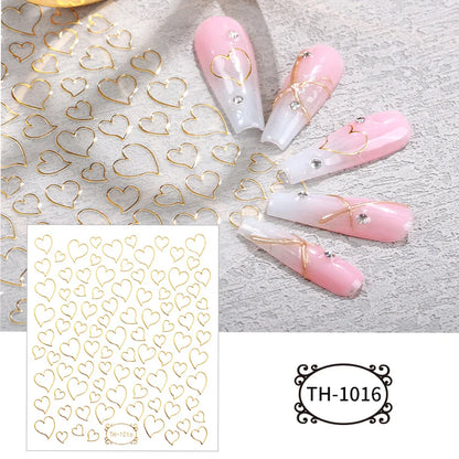 Aichashi Love Heart Nail Stickers Simple Heart Design Self-Adhesive Slider Letters Nail Art Decorations Stars Decals Manicure Accessories