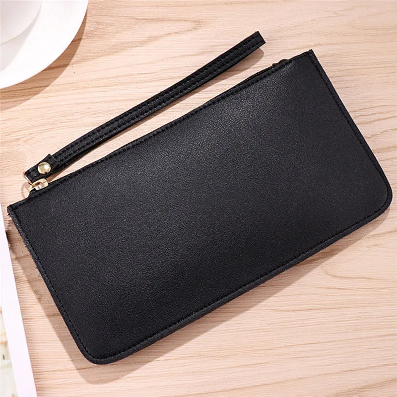 Aichashi Fashion Women PU Leather Zip Clutch Wallet Ladies Phone Storage Bags Long Purse Bag Handbag Card Holder 6 Colors