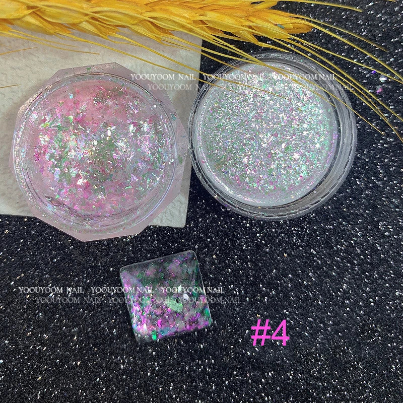 1Box Unicorn Holographic Nail Powder Silver Glitter Metallic Rub Dust Mirror Pigment Extra Fine Shiny Chrome For DIY Manicure*Y*