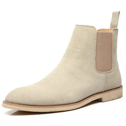 Aichashi Retro Man Chelsea Boots Classic Cowhide Suede Leather Men's Short Ankle Boot British Fashion Casual High-top Shoes