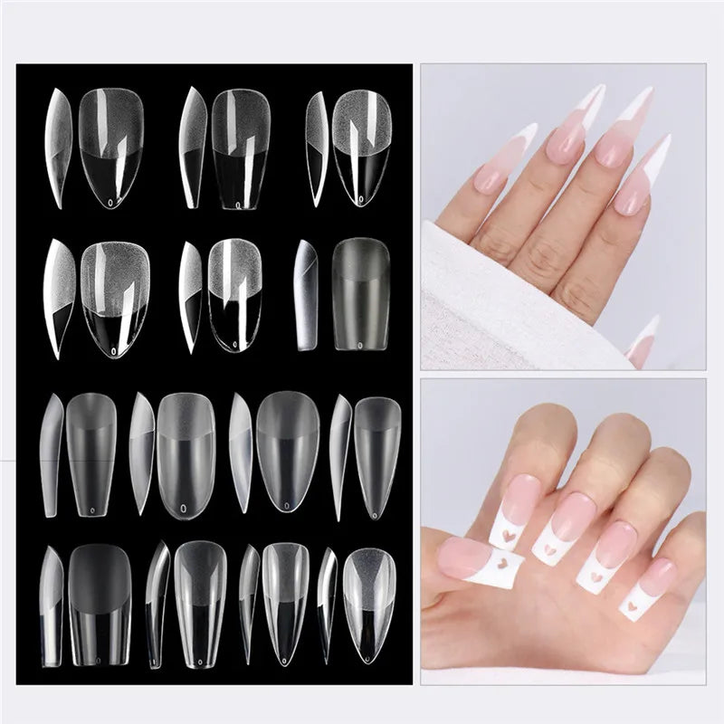 Aichashi 24pcs Press On Nails Coffin Nail Tips Clear Full Cover Fake Nails Artificial False Nails Ballerina Transparent Nail Extensions