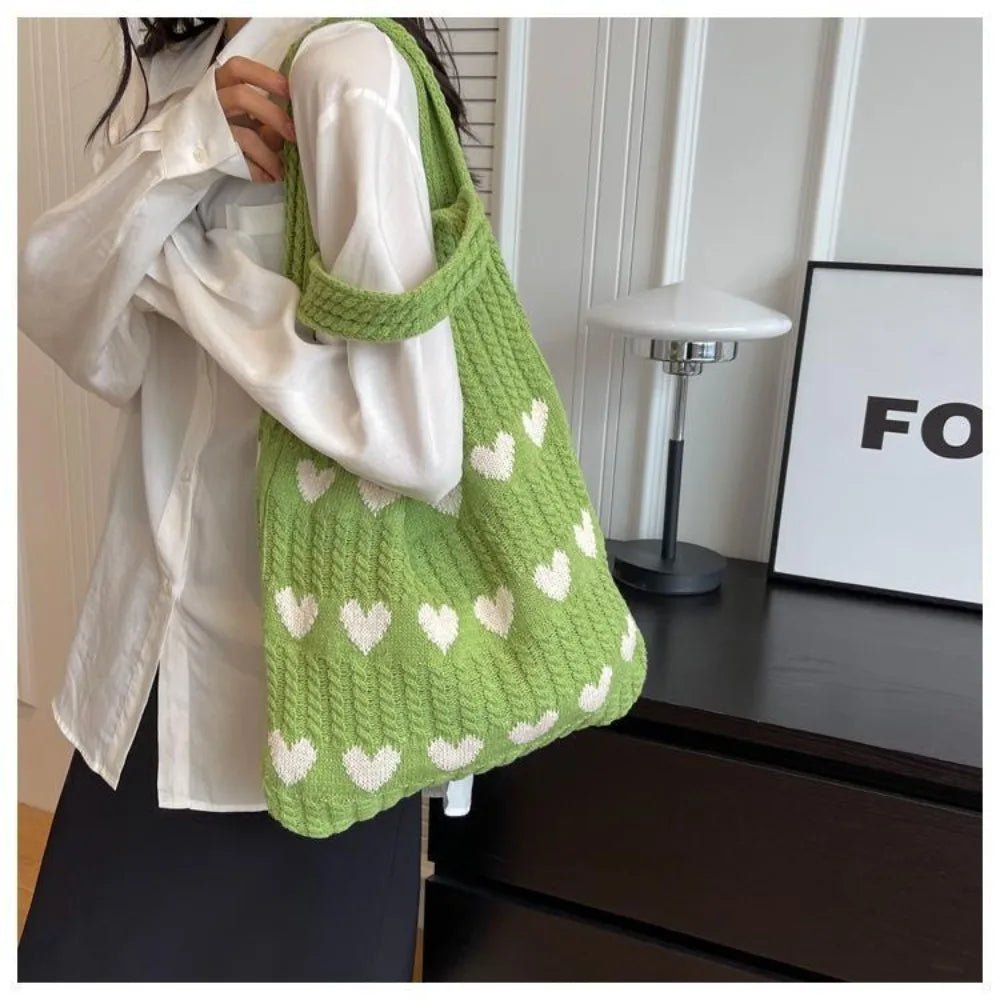 Aichashi Knitted Handbags Female Large Capacity Totes Women's Shoulder Bag Autumn Winter Bag Purses Casual Woven Shopping