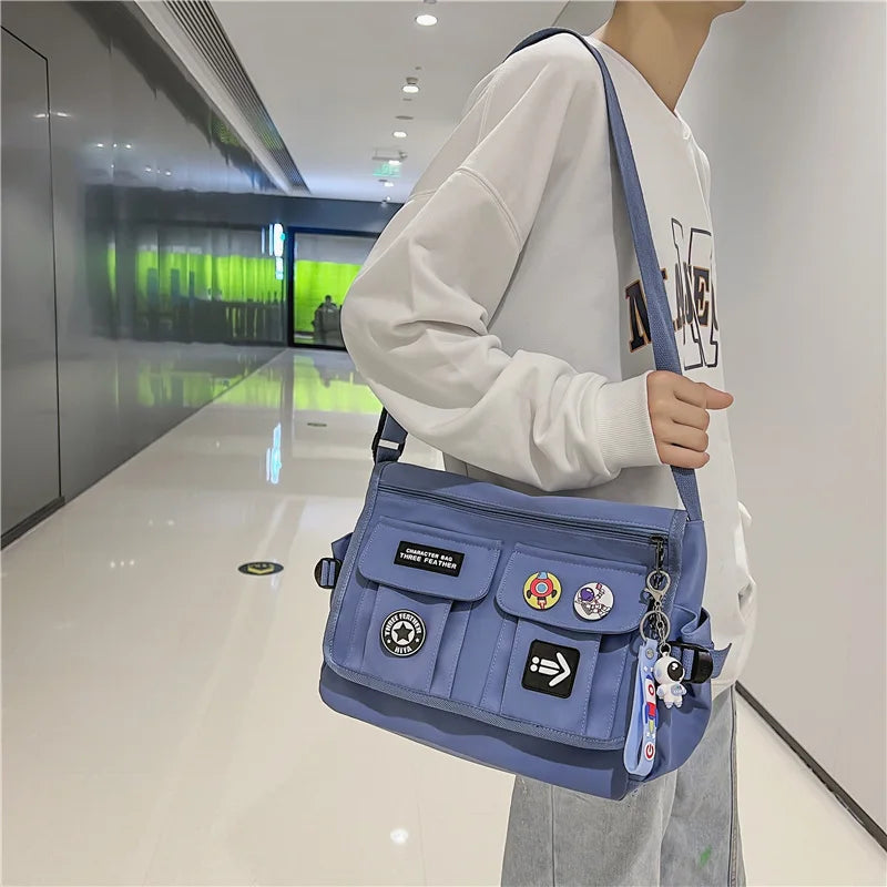 Aichashi Harajuku Men Nylon Crossbody Bags for Women Messenger Bag Girls School Book Bags Youth Canvas Handbags Shoulder Bag Sac Bolsas