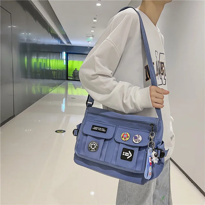 Aichashi Harajuku Men Nylon Crossbody Bags for Women Messenger Bag Girls School Book Bags Youth Canvas Handbags Shoulder Bag Sac Bolsas