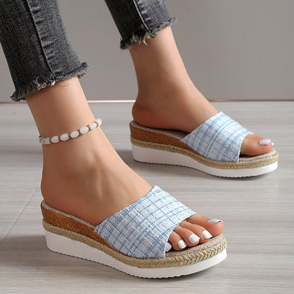 Aichashi Casual Beach Platform Slippers Women Summer Thick Sole Wedges Sandals Woman Plus Size 42 Non-Slip Open Toe Wedge Shoes