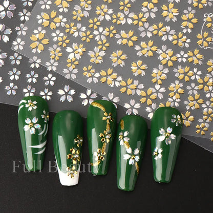 Aichashi Laser Sakura Flower 3D Nail Sticker Holographic Foils Decals Snake Star Heart Adhesive Sliders Cherry Blossom Manicure