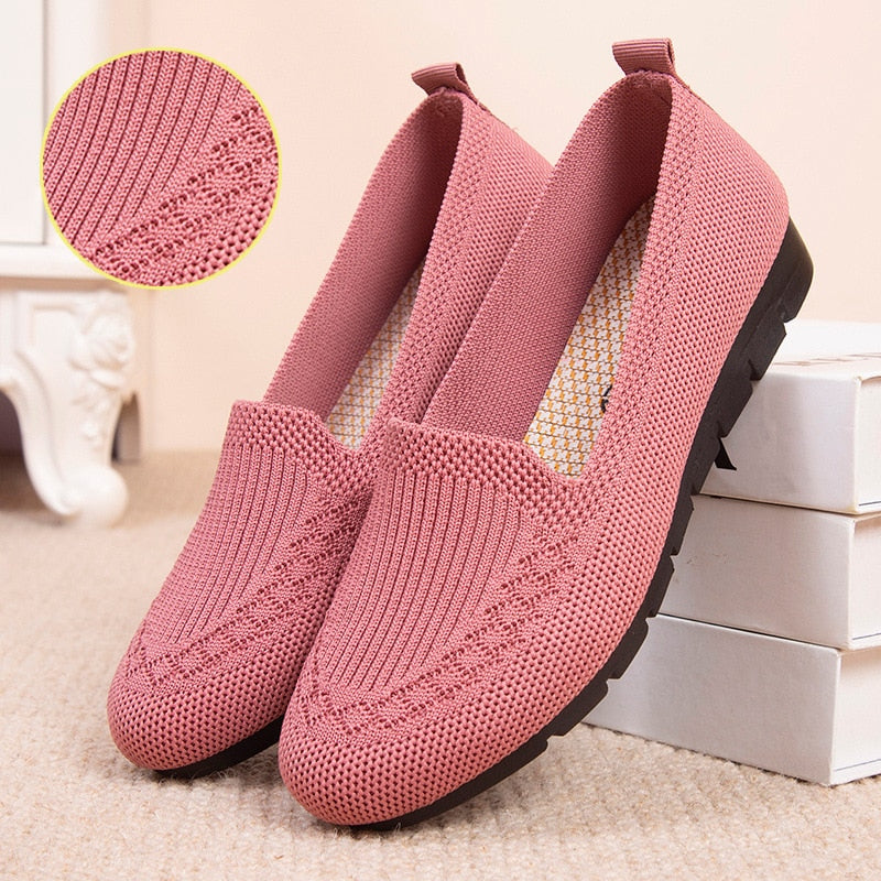 Aichashi Flat Casual Shoes Ladies New Mesh Breathable Sneakers Women Breathable Light Slip on  Loafers Socks Shoes Women Zapatillas Mujer