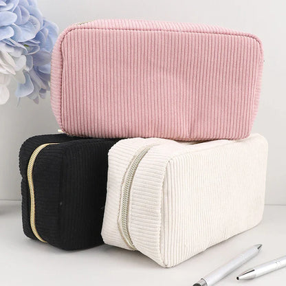 Aichashi BACK TO SCHOOL Solid Color Pencil Case Estuche Escolar Pencil Pouch Kalemlik Stationary Corduroy Pen Case School Supplies Trousse Pencilcase