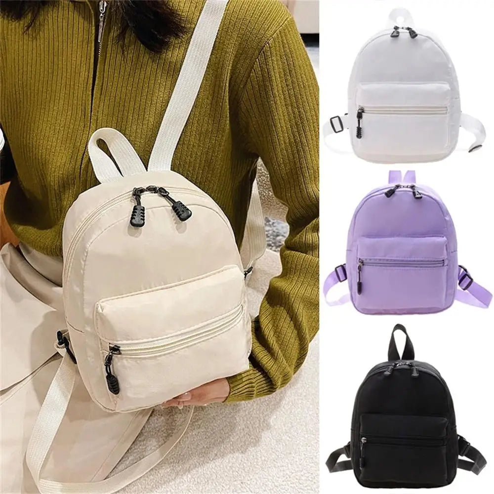 Aichashi Korean Nylon holographic backpack Women Casual Solid Color Small Schoolbag Travel Bag For Teenager Student School Bag Back