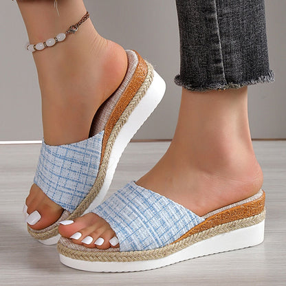 Aichashi Casual Beach Platform Slippers Women Summer Thick Sole Wedges Sandals Woman Plus Size 42 Non-Slip Open Toe Wedge Shoes