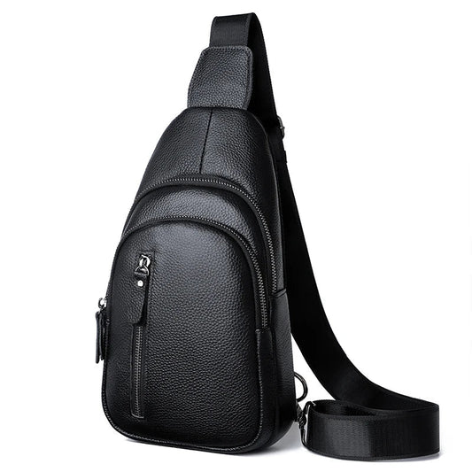 Aichashi 100% Genuine Leather Men Chest Bag Male Shoulder Bag Messenger Bag Casual Crossbody Bag Fashion Men's Purity Handbag