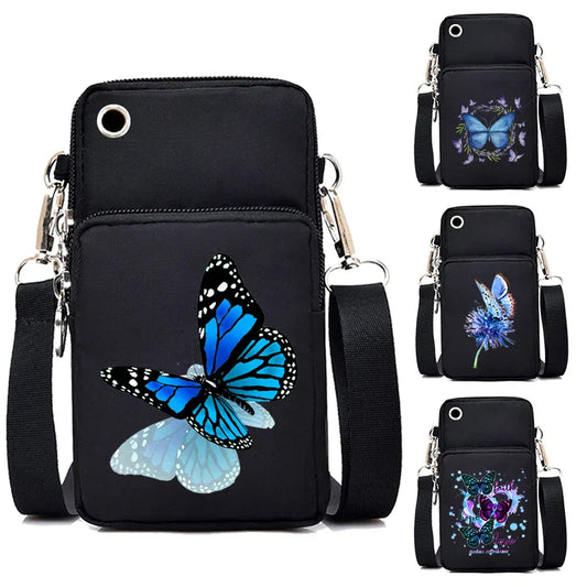 aichashi Women Mini Mobile Phone Bag Vintage Watercolor Butterfly Print Small Crossbody Bags Tote Purse Wallet Shoulder Bag Teen Handbags