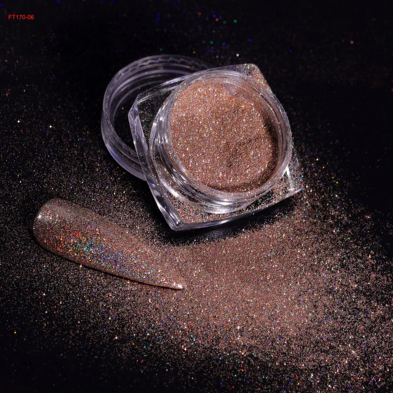 1Box Unicorn Holographic Nail Powder Silver Glitter Metallic Rub Dust Mirror Pigment Extra Fine Shiny Chrome For DIY Manicure*Y*