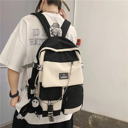 Aichashi BACK TO SCHOOL Korean Schoolbag Female Student Backpack Large Capacity Fashion Boy Backpack Computer Bag Femal School Backpack  School Bags