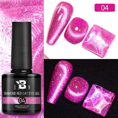 Aichashi 7.5ml Double Light Reflective Magnetic Gel Sparkling Rainbow Soak Off Semi Permanent Nail Art Disco Flashing Cat Eye Gel