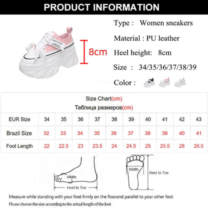 Aichashi Chunky Platform Sneakers for Women High Heels Thick Bottom Vulcanize Shoes Woman Spring Autumn Increase Casual Shoes