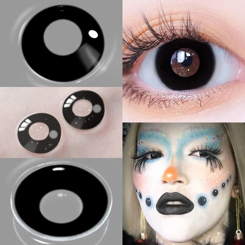 Aichashi 1Pair Halloween Colorful Contact Lenses for Eyes Multicolored Lenses Anime Cosplay Eye Lenses White Black Red Lenses