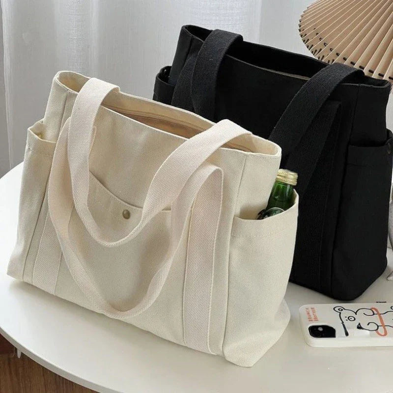 Aichashi Large Capacity Canvas Tote Bags for Work Commuting Carrying Bag College Style Student Outfit Book Shoulder Bag