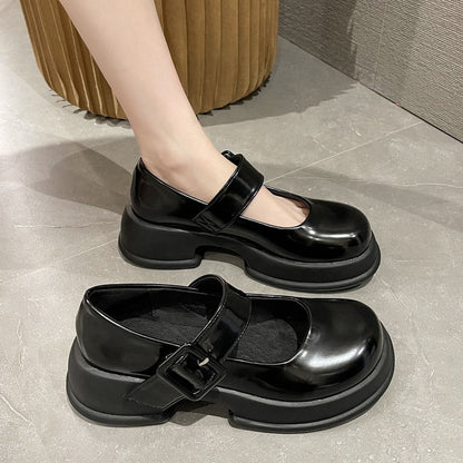 Aichashi New Women's Shoes Fashion Temperament Mary Jane Shoes Women Round Toe Solid Color Shallow Mouth Shoes for Women